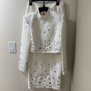 Elegant White Embellished Maxi set